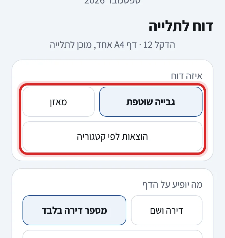איך מכינים דוח לתלייה בלובי, שלב 2
