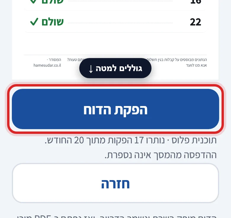 איך מכינים דוח לתלייה בלובי, שלב 4