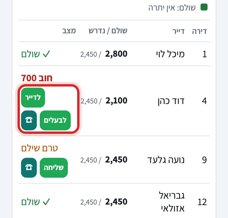 איך שולחים תזכורת בוואטסאפ לדייר או לבעל הדירה, שלב 3